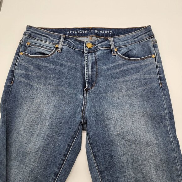 ARTICLES OF SOCIETY Womens SZ 30 Suzy Skinny Fit Jeans Distressed Hem Elden Wash - Picture 2 of 10